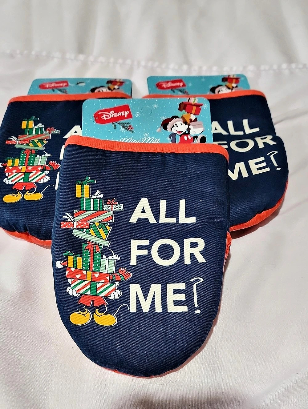 Disney Mickey Mouse All For Me Christmas Mini Oven Mitt Set Of 3 Blue & Orange
